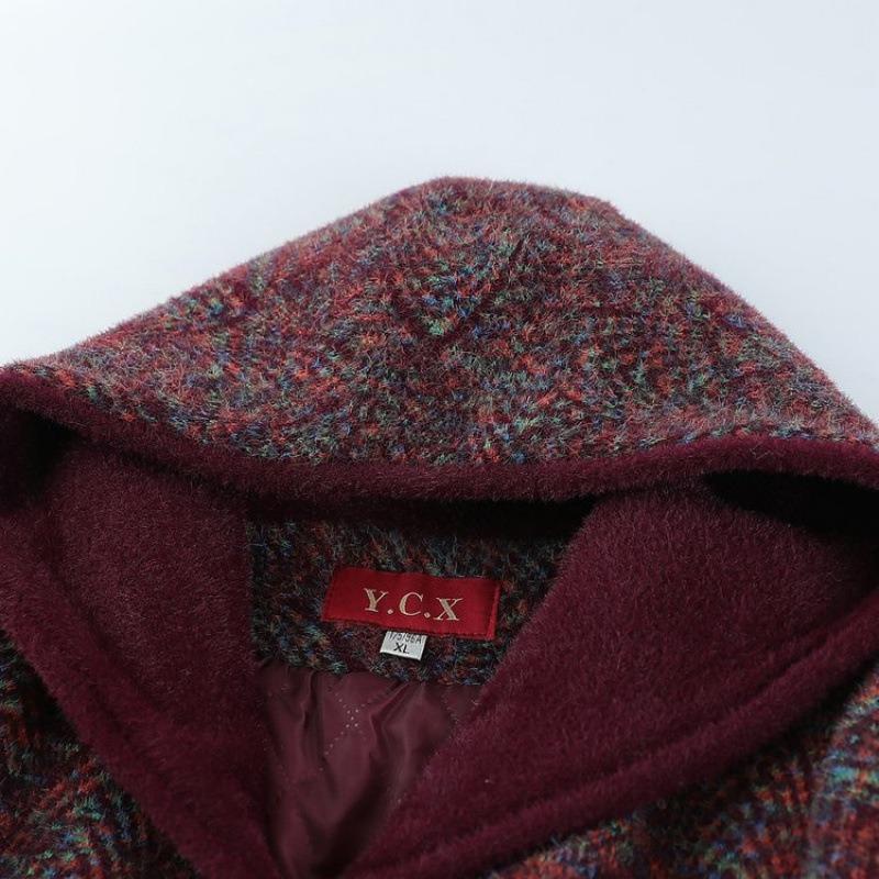 Autumn and winter new coat thick woolen coat cotton old lady top hooded