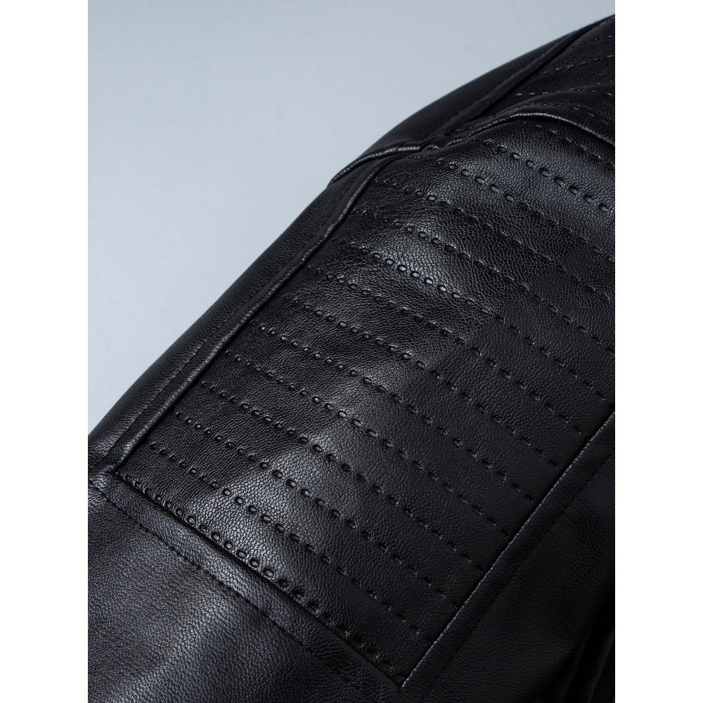 Kids Boys Autumn Winter PU Leather Fleece Lining Stand Collar Zipper Jacket