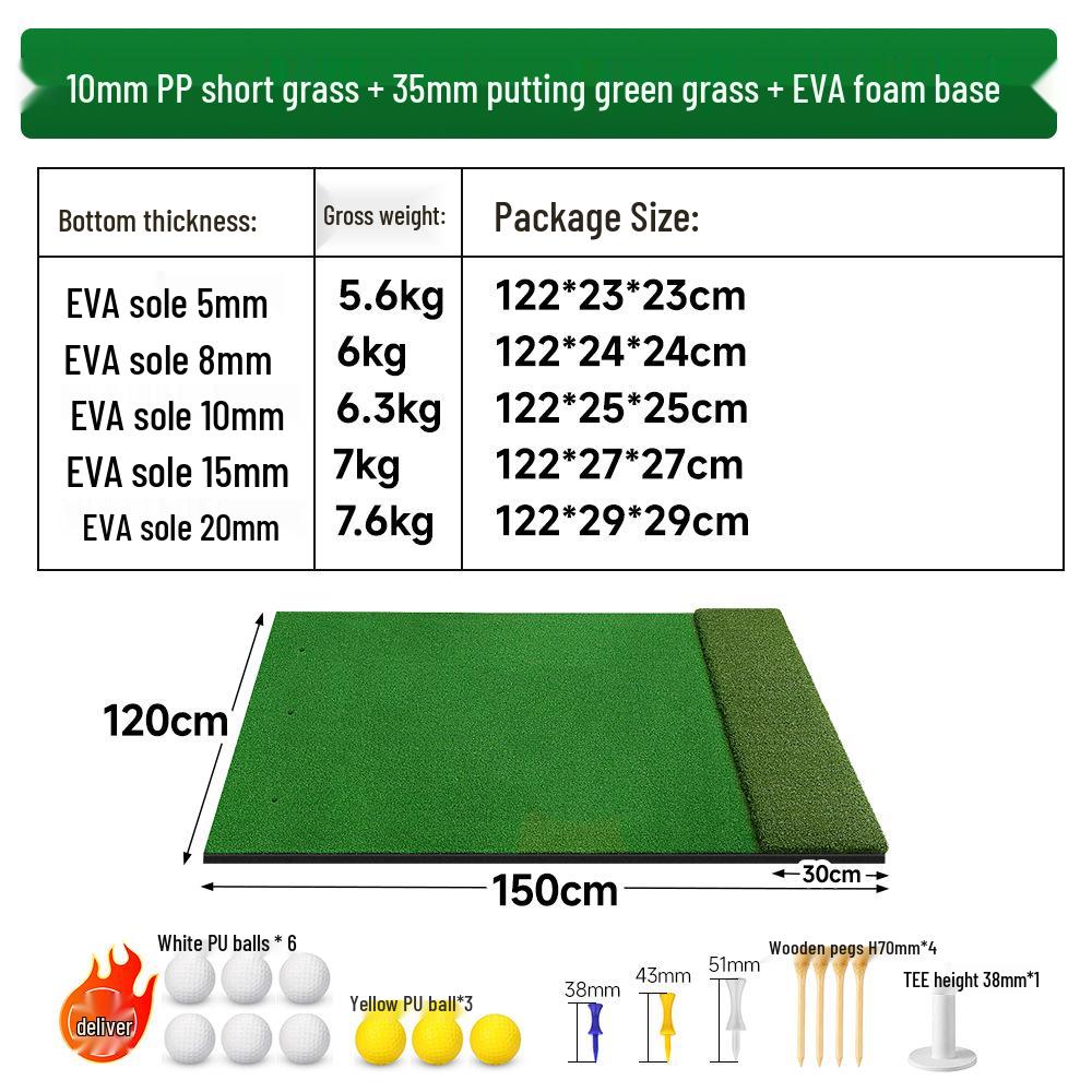 2-in-1 Golf Practice Mat with Tee Hole & Nylon Turf for Outdoor Swing Training