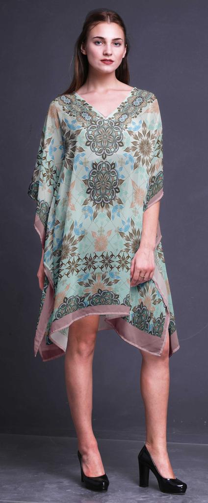 Phagun Womens Short Beach Kaftan Beachwear Bikini Coverup Midi Dress-4X-5X