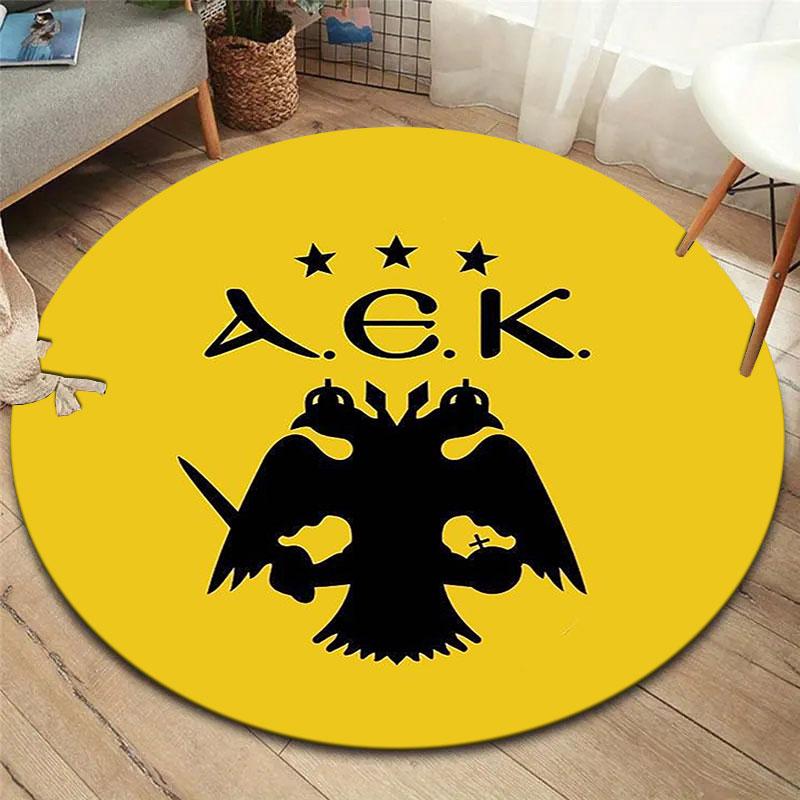 AEK Athens F.C Round Area Rug,Carpet Rug for Living Room Bedroom Sofa Playroom Decor,Non-slip Floor Mat