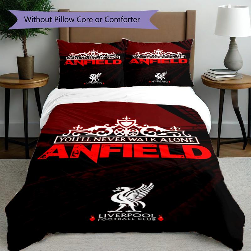 Set copripiumino 3 pezzi (1*Copripiumino + 2*Federe, Senza Nucleo),Set Biancheria da Letto con Stampa Liverpool F.C, Decorazione Camera da Letto, Per Tutte le Stagioni, Regalo di Compleanno