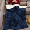 Navy Tone Floral Flannel Blanket Warm Soft Halloween Christmas Couch Warm Cozy Decorative Decor Gift For All Season