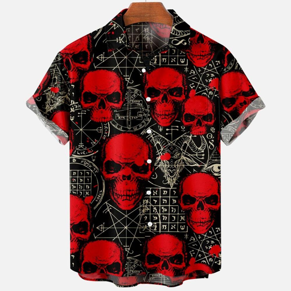 

Summer Trend Skull Flower Print Men s Shirts Hawaii Short Sleeve Top Fashion Streetwear Casual Outdoor Men s and Women s Clothing Blouse S