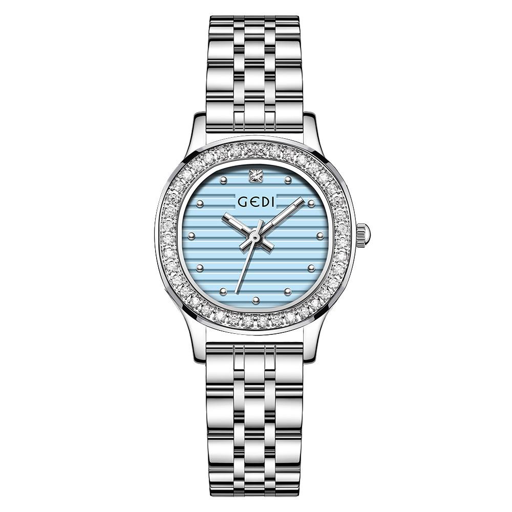 Fashion Women'S Diamond-Encrusted Quartz Steel Belt Watch Light Luxury High-End Sense Versatile Temperament Waterproof Watch
