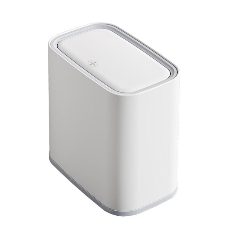 

High Capacity Step Lid Trash Bin Anti Tip Design Secure Suction Base For Household Kitchen Bathroom серый/белый
