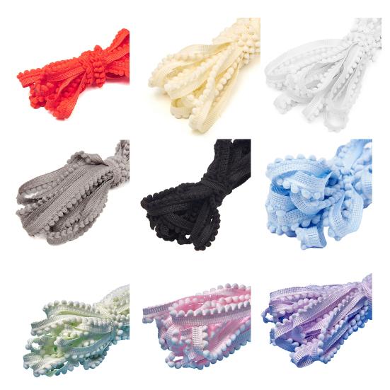 1000CM Pom Pom Trim Ribbon DIY Sewing Crafts Ball Fringe Ribbon Home Curtain Clothes Pillow Decoration Pompom Tassel Ribbon