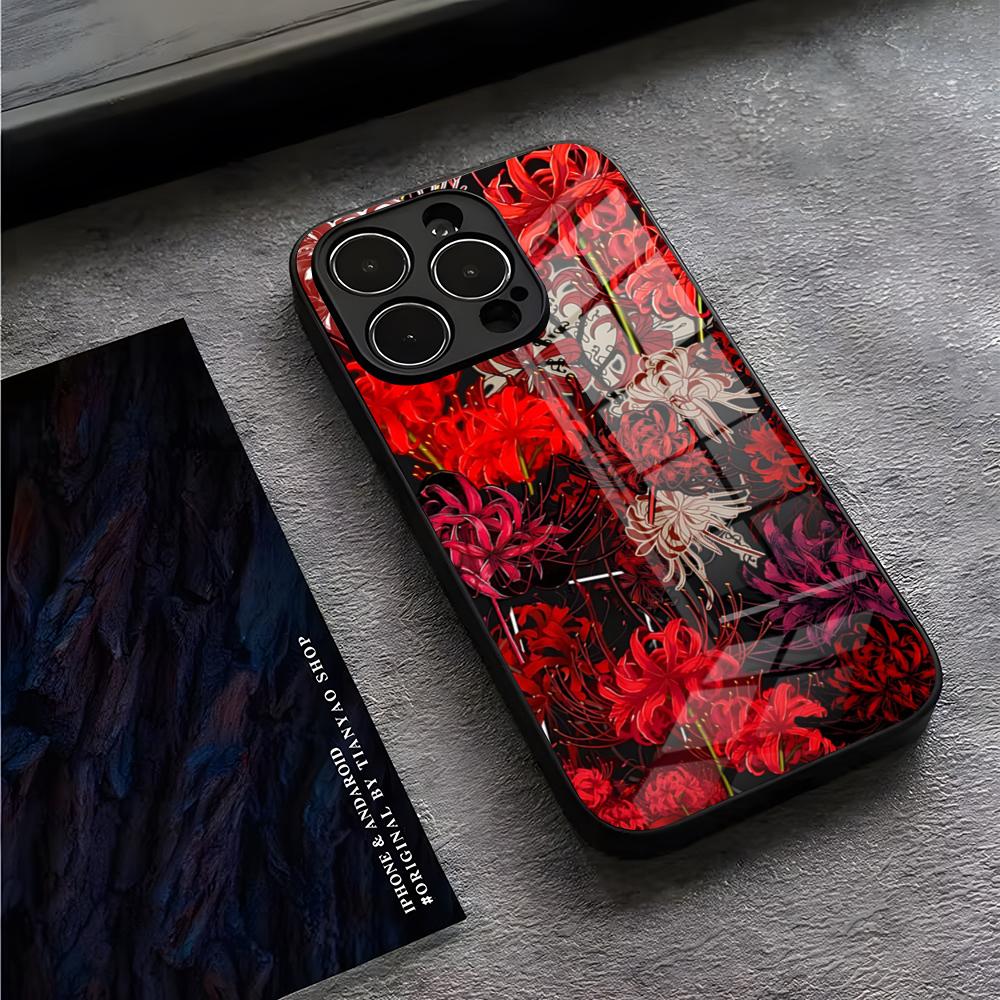 Red Spider Lily Flower Of Hell Phone Case For IPhone 16 Pro Max 17 14 15 Plus 13 Mini 11 12 X XR XS 8 7 Plus SE Glass Cover