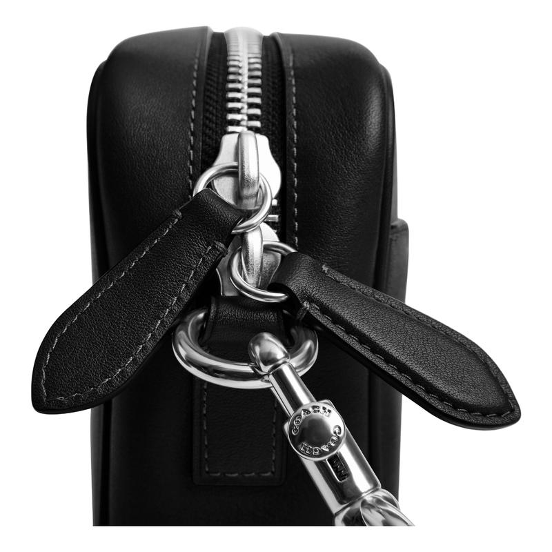 COACH RADIO 23 Silver Hardware Cowhide Camera Bag Shoulder Crossbody Bag Medium Unisex Couple Style Black