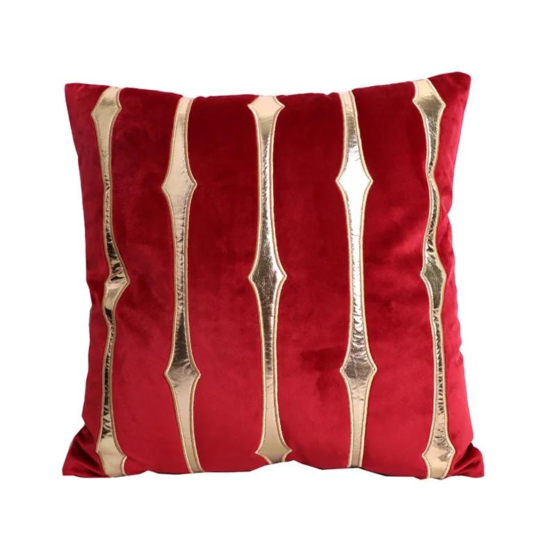 Mint Blue Velvet Cushion Cover with Gold Decor Coffee Seat Home Sofa Living Room Bed Pillowcase Funda Cojin