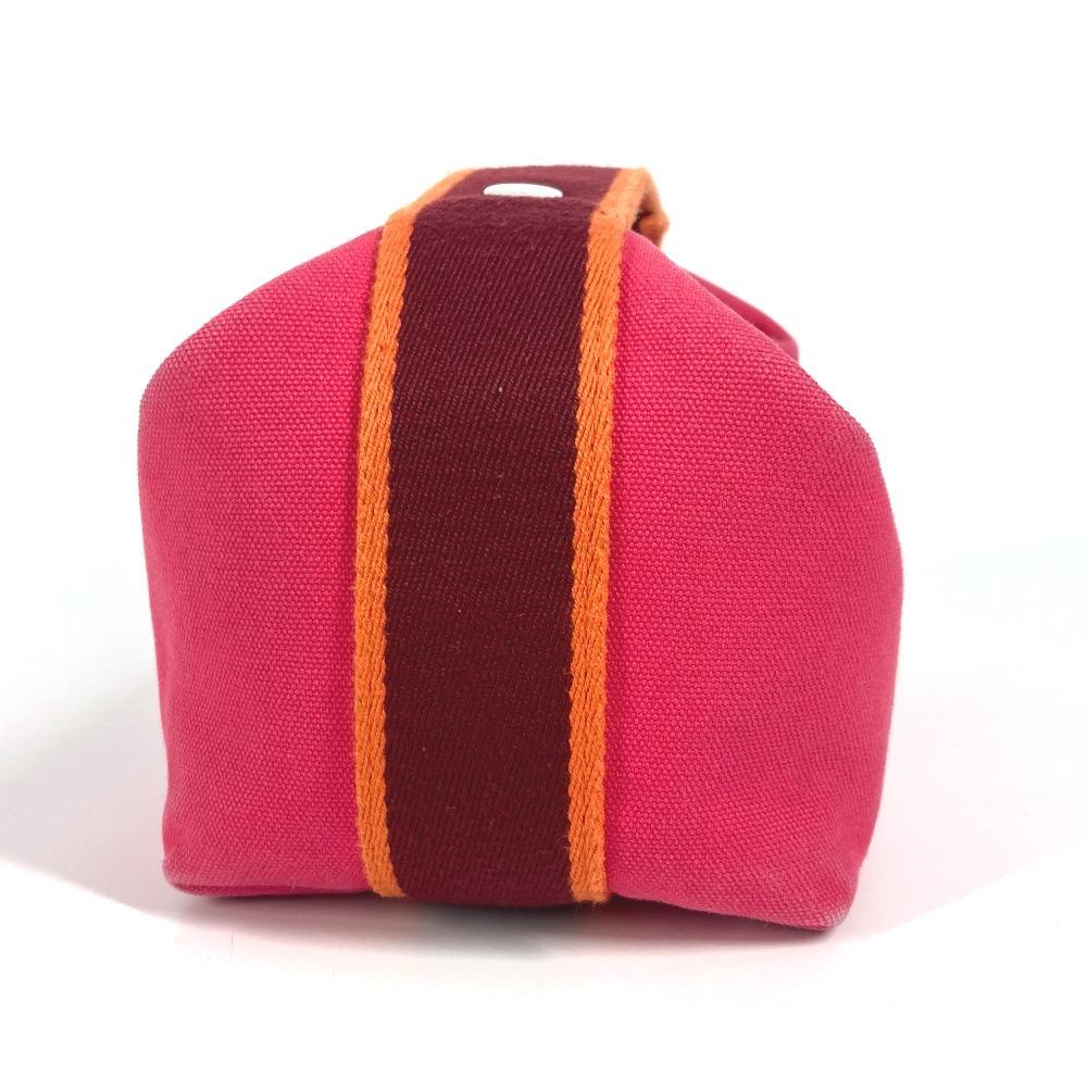 HERMES Brida Black PM Pouch bag vanity bag Hand Bag Canvas hibiscus pink