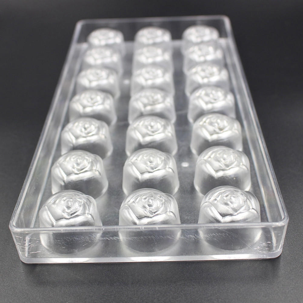 3d Polycarbonate Chocolate Molds Rose Shaped Candy Bar Professional Confectionery Baking Pastry Tools Diy Jelly Mould