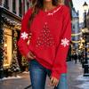 Women's Stylish Casual Christmas Print Pullover Sweatshirt for Holiday Party and Everyday Wear