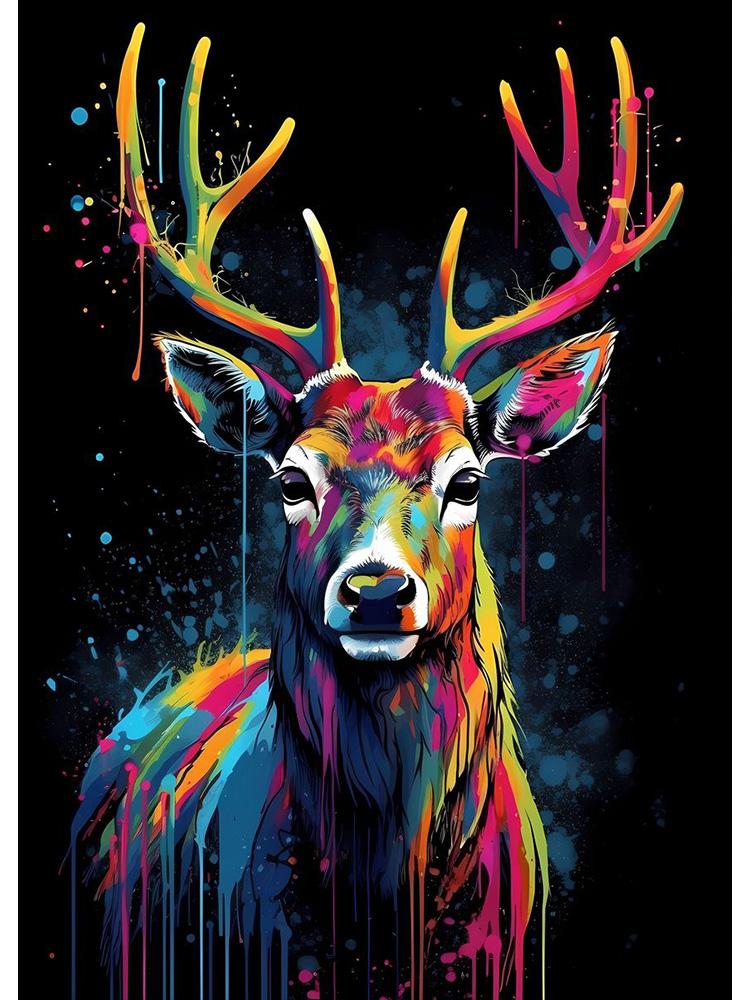 Meerkat Elephant Sea Otter Lion Colorful Animals With Drips Poster Canvas Painting Cute Animal Wall Art For Room Home Decor