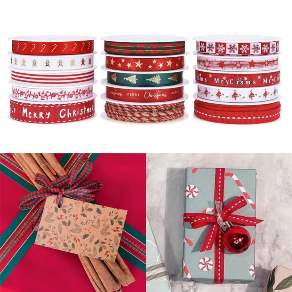 Seasonal Christmas Ribbon Set Giftbox Wrapping Ribbon Festival Home Decors Christmas Wreath Crafting Ribbon Party Supply