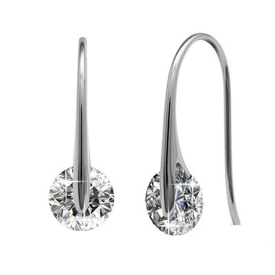 Earrings for Women and Girls White Crystals  Drop Earrings | Silver Toned Drop Earrings for Women |