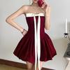 Autumn and Winter Women's Solid Color Slim-fit High-waisted Fashion Line Neck Top Dress