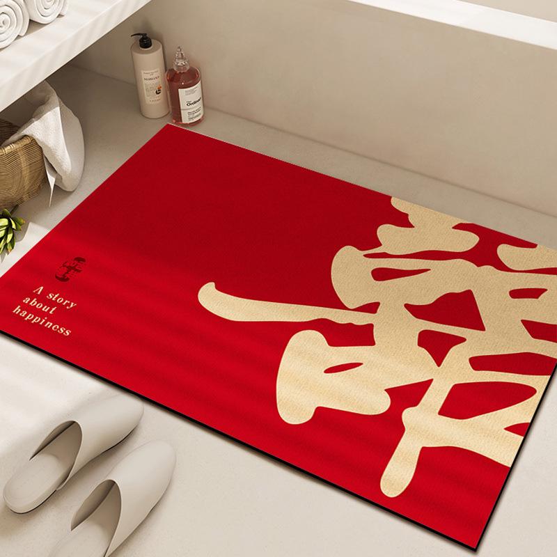 Red Diatomaceous Earth Bathroom & Entrance Mat - Water-Absorbent, Dirt & Wear Resistant