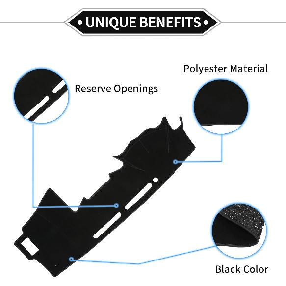 Dash Cover Compatible for Toyota Hilux 2005-2015, Non-Slip Polyester Black Center Console Dashboard Cover Pad Carpet