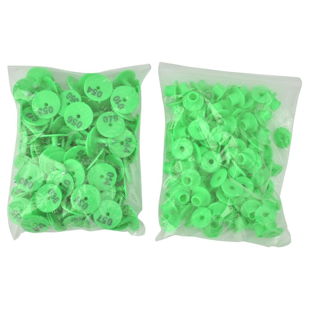 1 100 Number Round Plastic Livestock Ear Tag Animal Tag for Goat Sheep Pig (Green)