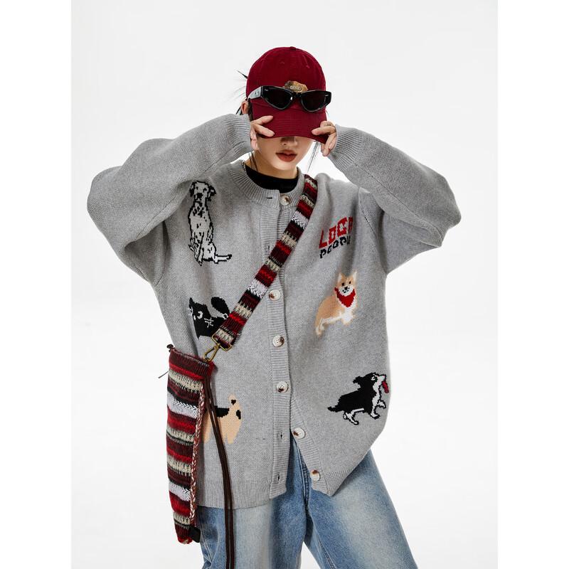 

ICH MODE Women s Loose Knit Cardigan Sweater L