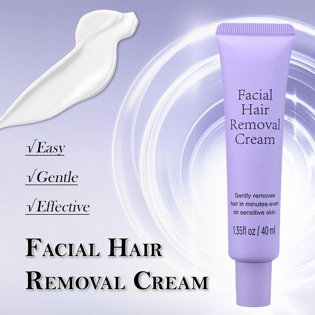 Luuma Facial Hair Removal Cream, Gentle Hairs Removers with Serum for Women, Long-Lasting Depilatory Cream for All Skin Types (1)