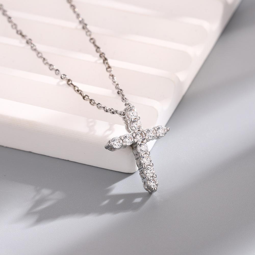 Cross Zircon Necklace Simple Personality Versatile Tide Cool Full Diamond Star With The Same Collarbone Chain