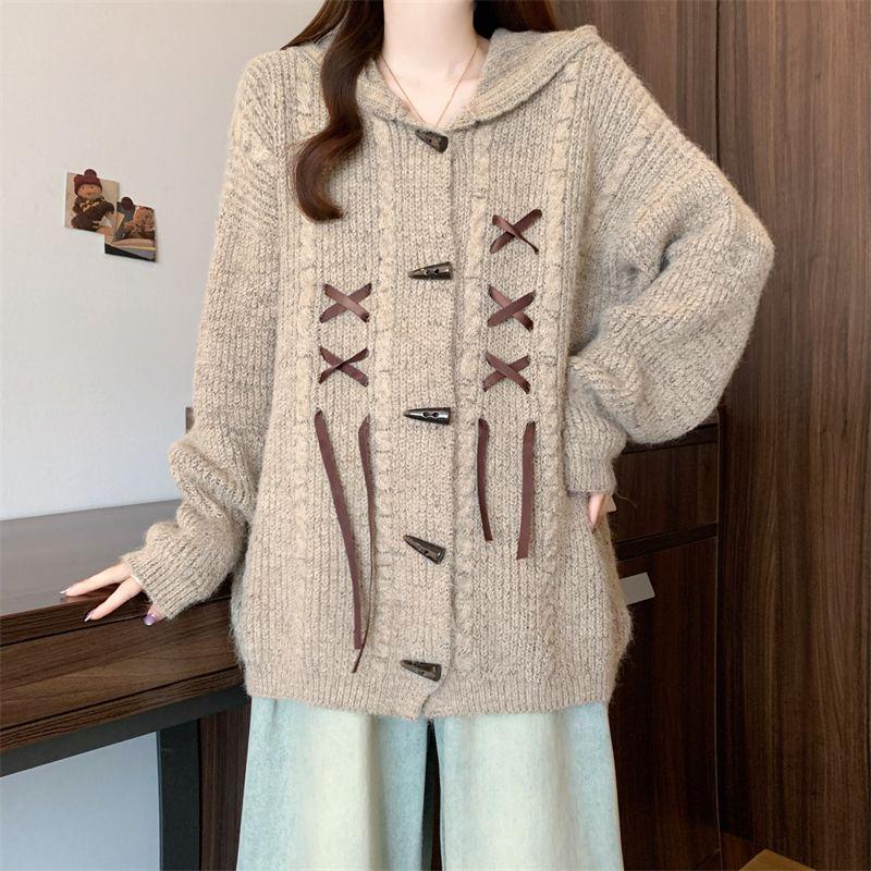 Sweaters Coat Cardigan for Women Winter Oversize Fleece Thickened Solid Color Loose Long Sleeve Knit Sweaters Coat