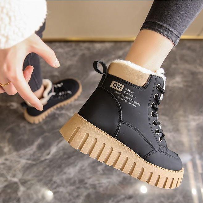 Bomullsskor damskor sammet höga sport- och fritidsskor platå snökängor varma korta stövlar