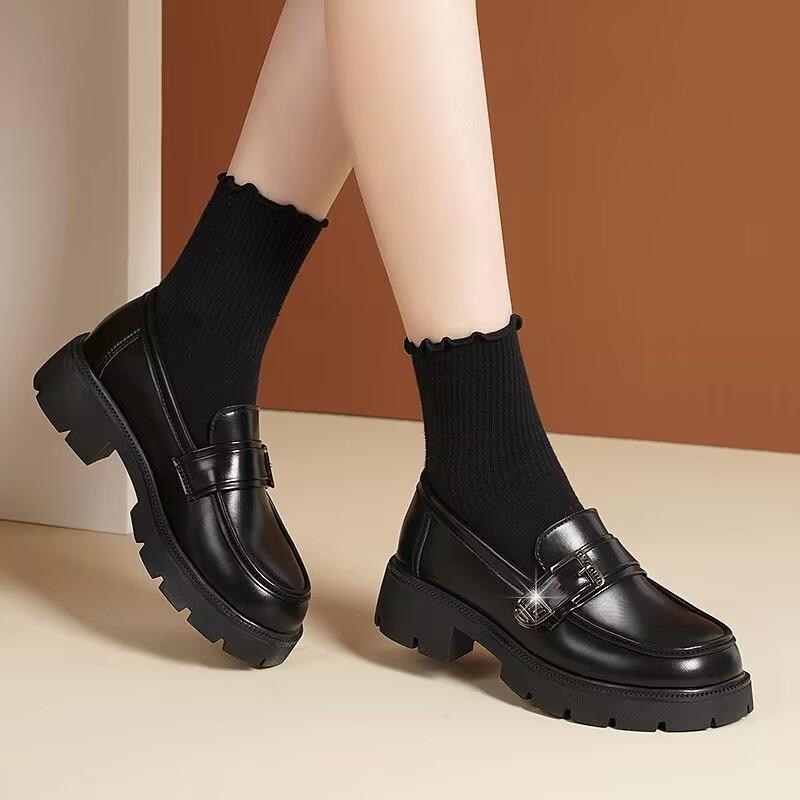 Black Commuter Soft Leather Single Shoes Women's 2025 Spring and Autumn New Soft-soled Small Leather Shoes Versatile and Comfortable Flat-soled Work