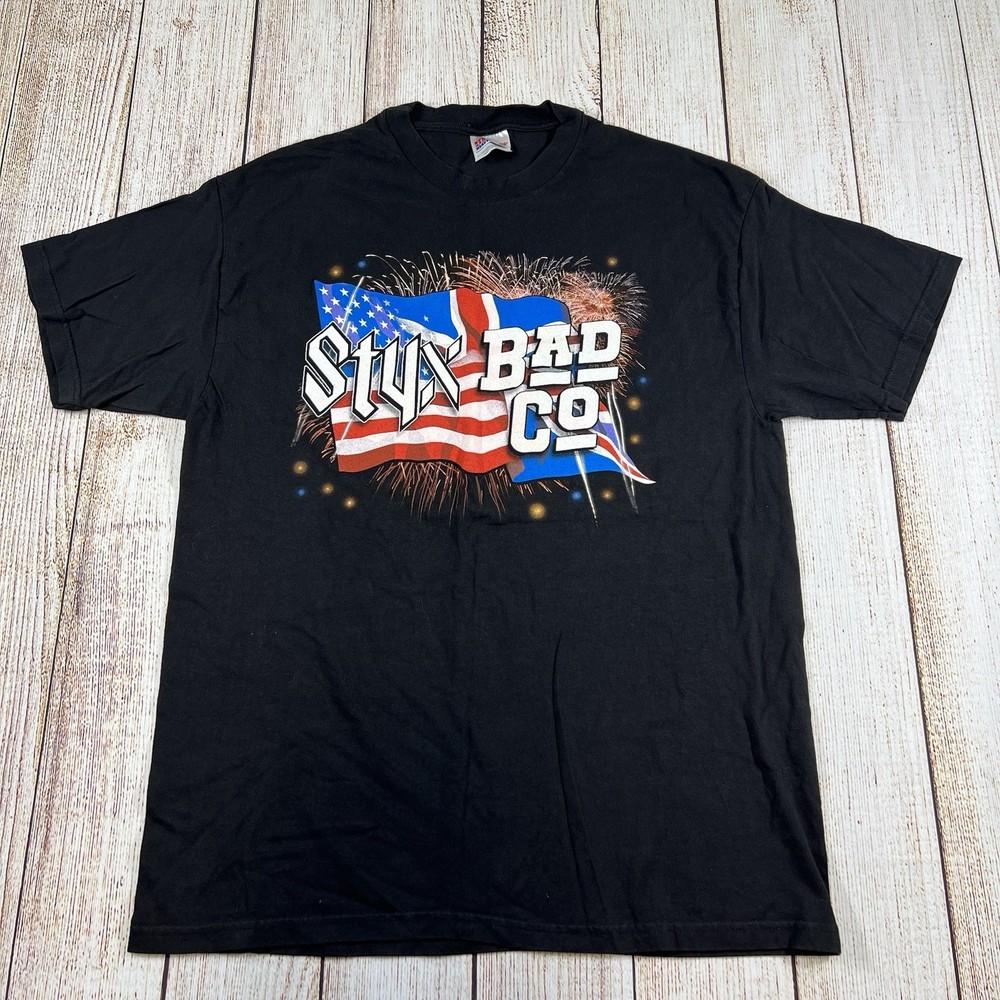 Vintage 01 Styx & Bad Company Tour Band T Shirt Mens Large Unisex T-Shirt XXXXL