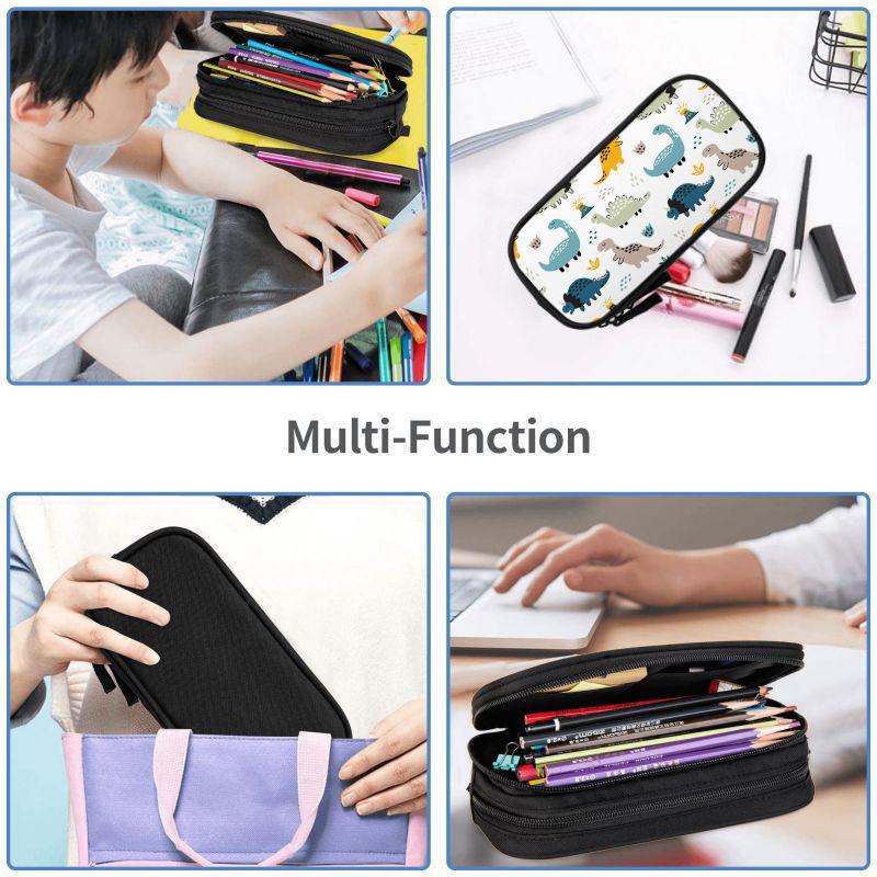 DIY Double Layer Black Pencil Case: Multi-Functional, Large Capacity for Students and Children