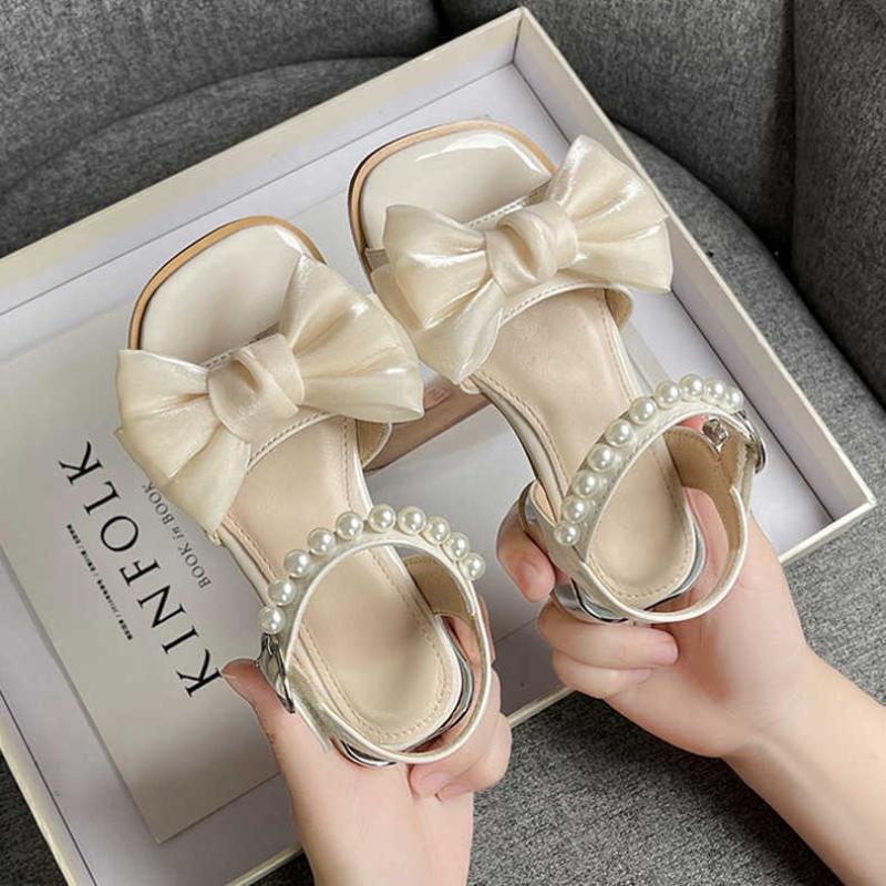 2024 Children Sandals Girls Sandals Soft Soles Kid Shoe for Girl Bow Ties Girls Princess Shoes Anti-slippery Sandalias De Mujer