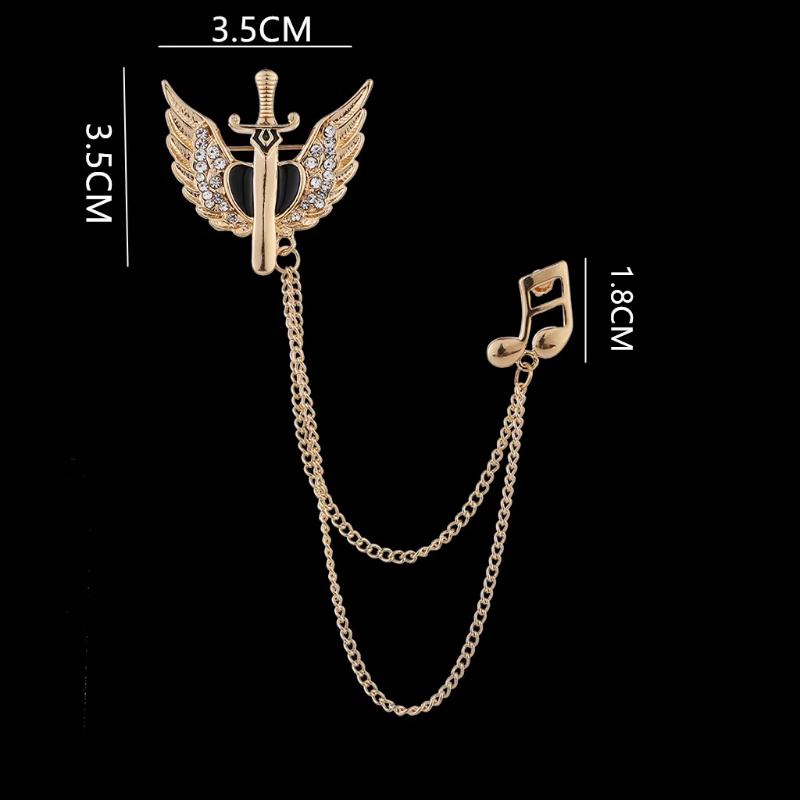 Men's Fashion Suit Brooch Simple Diamond Tassel Metal Wedding Dress Suit Brooch Collar Pin