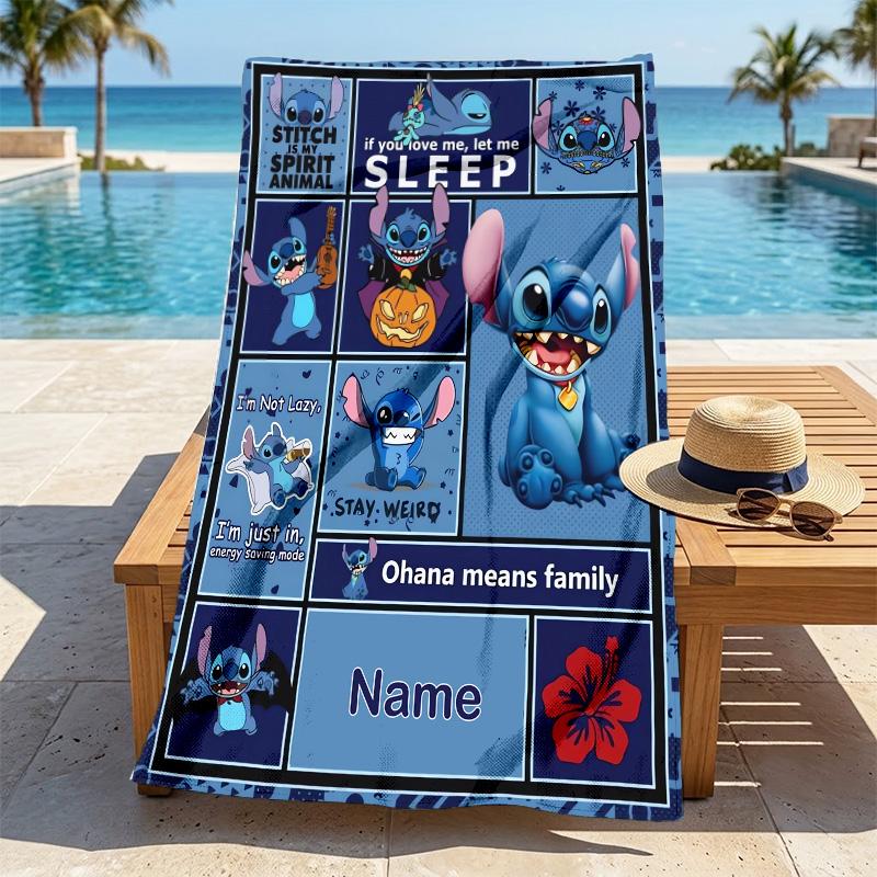 Custom Name Halloween Stitch Stylish Digital Printing Beach Towel Quick‑Drying Absorbent Blanket for Beach Pool Gym Travel