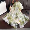 Ginkgo biloba small fresh pattern scarf silk scarf commuting light luxury imitation silk soft yarn women's large size fashion