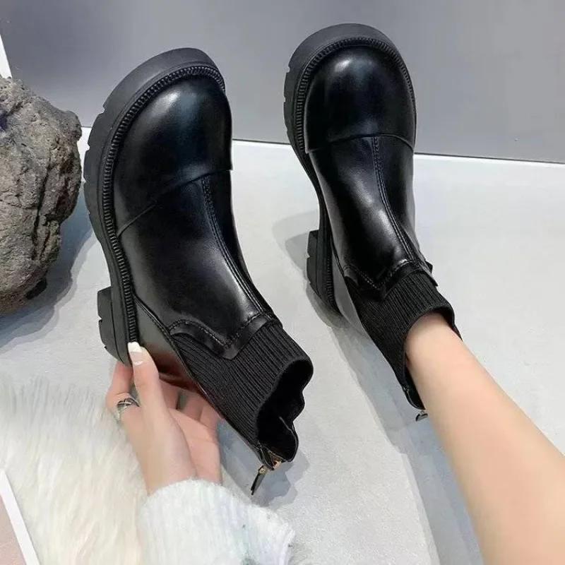 Fashion Woman Short Shoes Winter 2024 Hot Booties Round Toe Ankle Boots for Women Footwear Trend Chic and Elegant Large Size Warm Sale