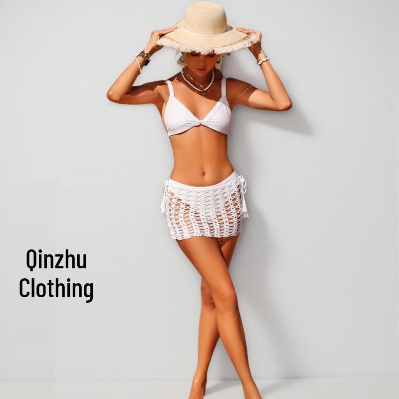 Dámská mini bodycon sukně z prodyšné síťoviny s průstřihy pro plážovou dovolenou