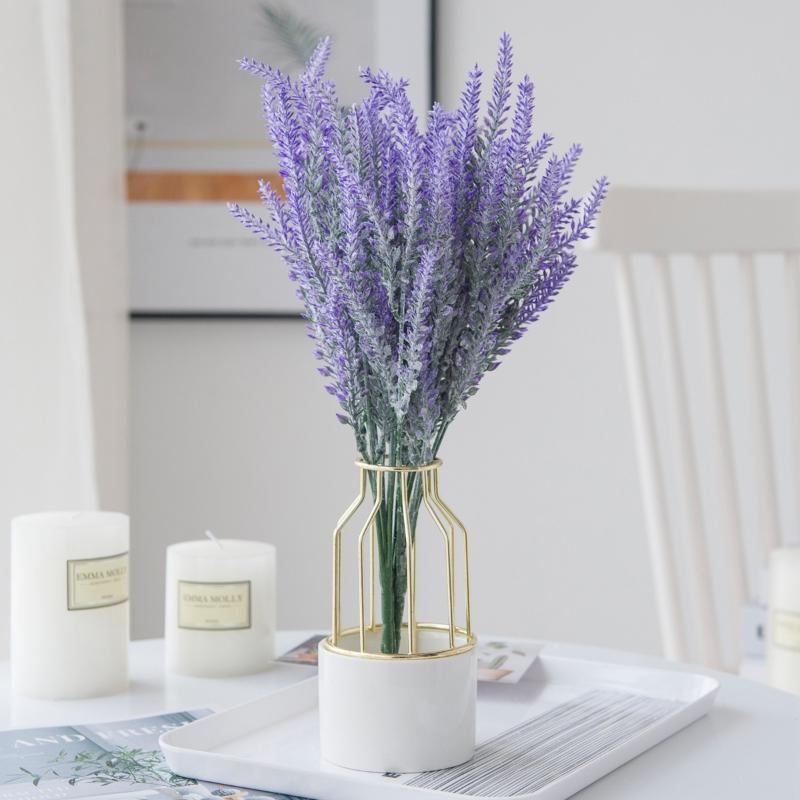 1Pc Artificial Plants Scrapbook Plastic Lavender Vases Home Decor Ornamental Flowerpot Party Wedding Decorative Flowers Diy Gift