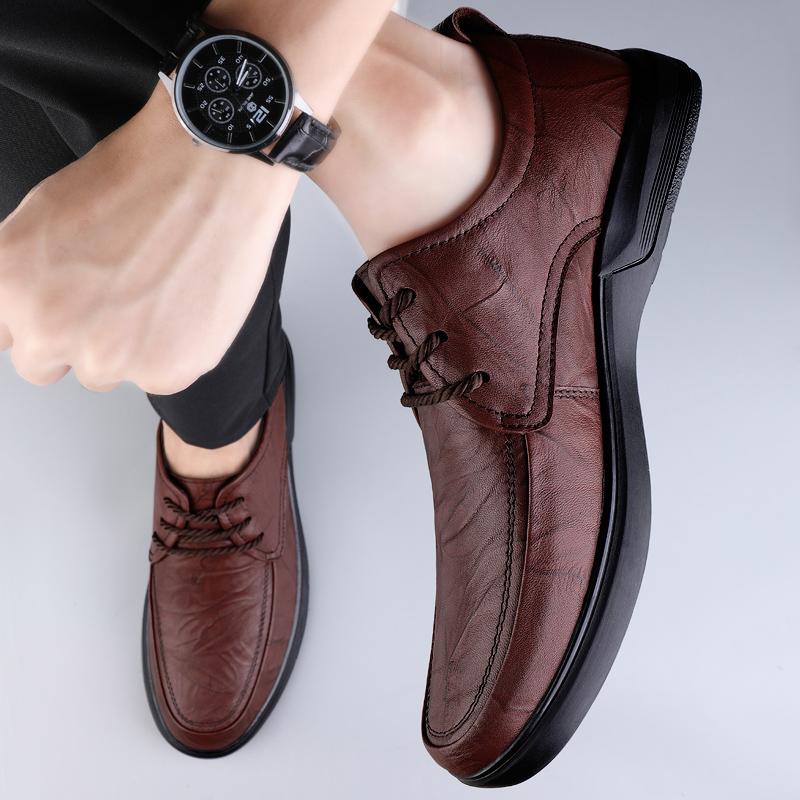 Luxury Brand Lace-up Leather Loafers Business Formal Men's Shoes Thick-soled Comfortable Soft-soled Casual Shoes High-quality