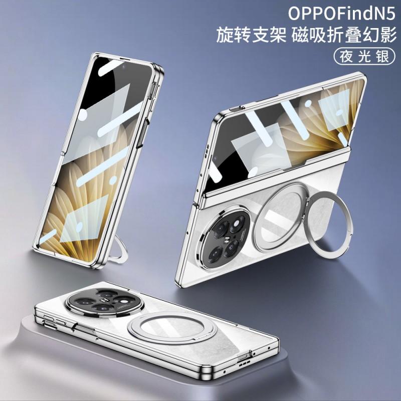 Magnetic Rotating Stand Case OPPO Find N5 Foldable Phone TPU Full Cover Shockproof Electroplated Protective Shell