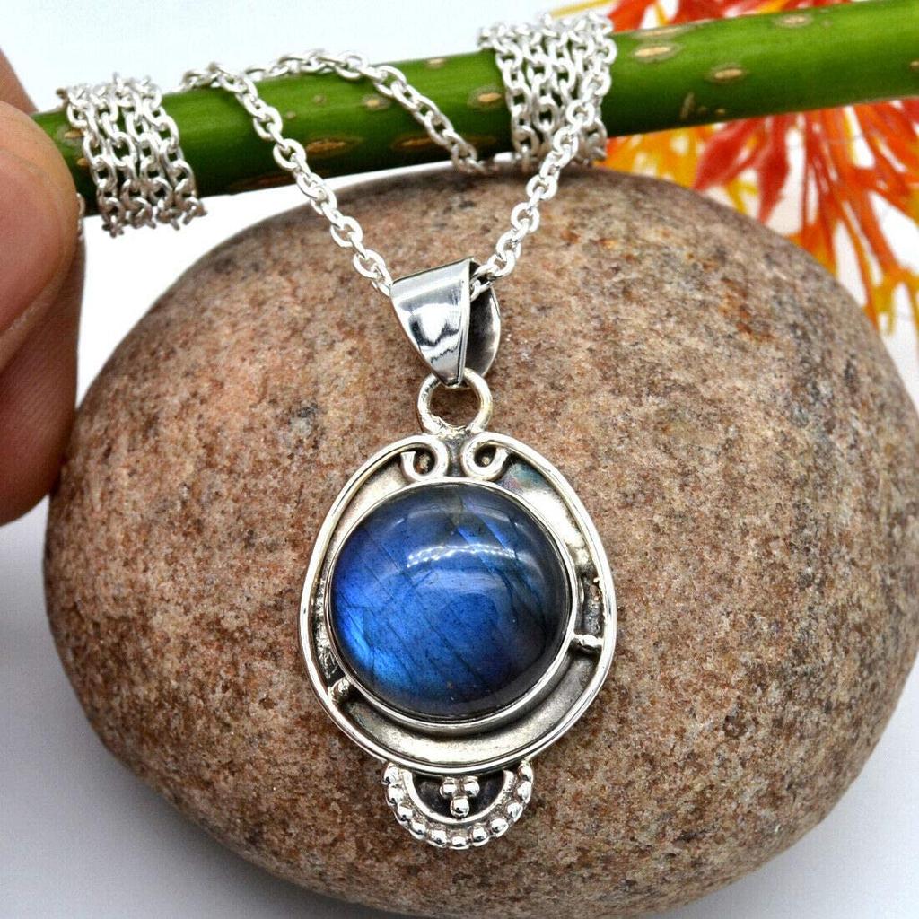 925 Silber Halskette, Labradorit Halskette, Designer Halskette, Boho Schmuck, Geschenk für Sie, handgefertigter Schmuck, Silberkette, Geburtstagsgeschenk