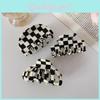 Trendy Black And White Checkerboard Acetate Hair Claw Clip For Fashionable Women