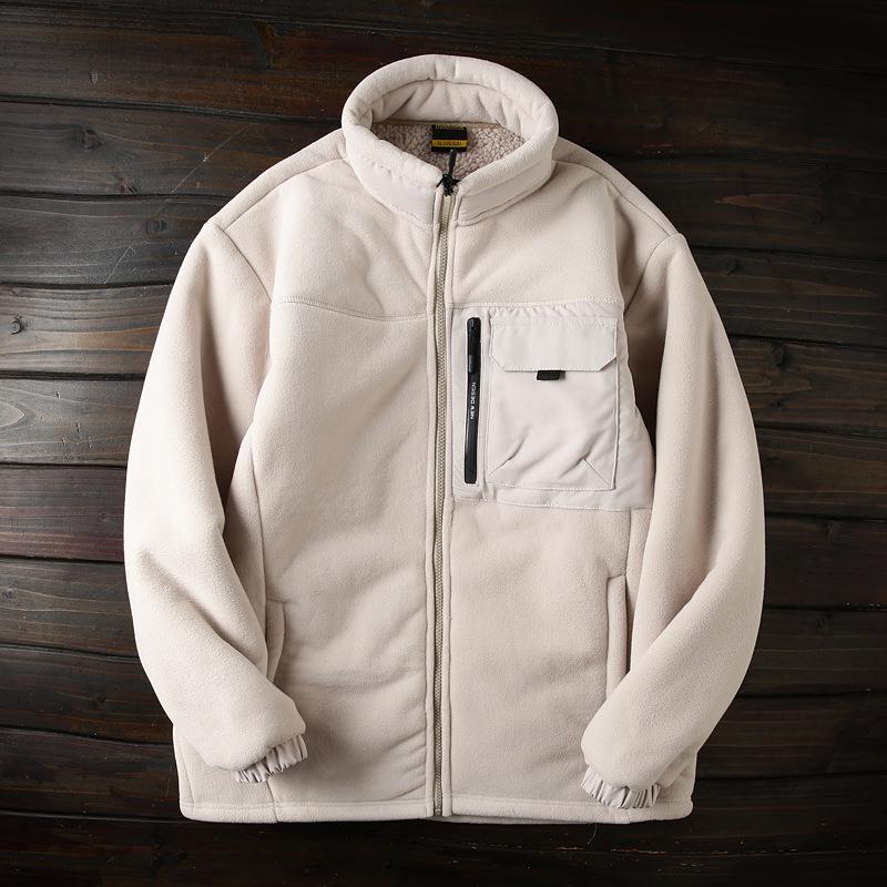 Men s Trendy Warm Fleece Stand Collar Jacket - Thickened Lambswool Autumn/Winter 2025 XL (120-135 jin)