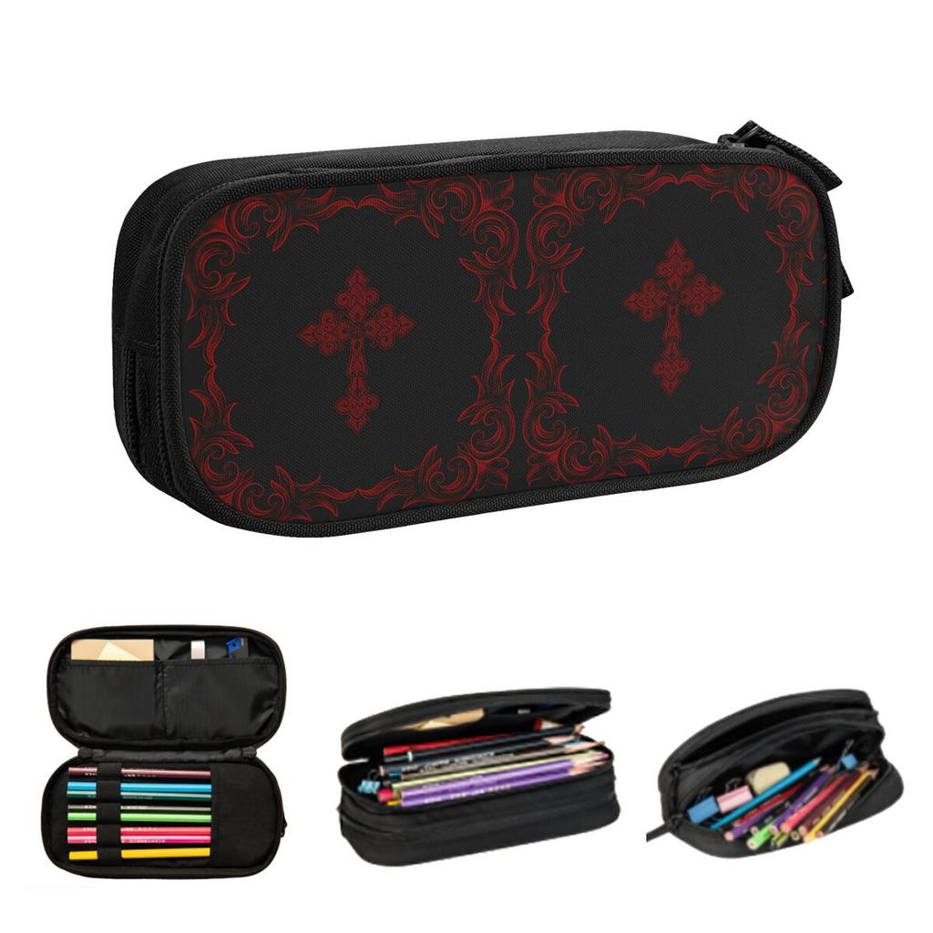 Gothic Vampire Halloween Haunted Mansion Pencil Cases for Student Gifts Pen Box Pencil Bag Large Capacity Pencil Pouch