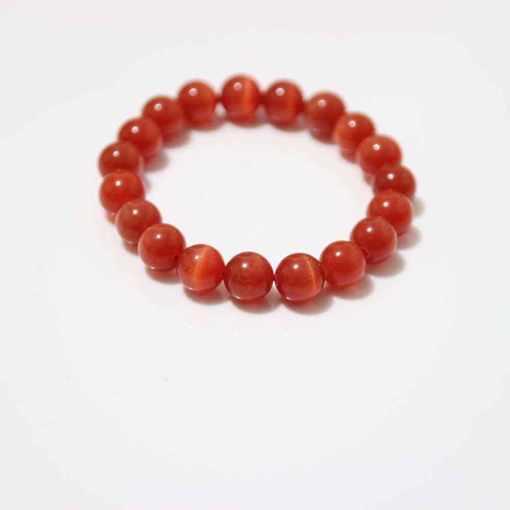 Sky Blue Cat's Eye Bracelet: Round Beads, Fresh Summer Crystal Jewelry for Women and Men
