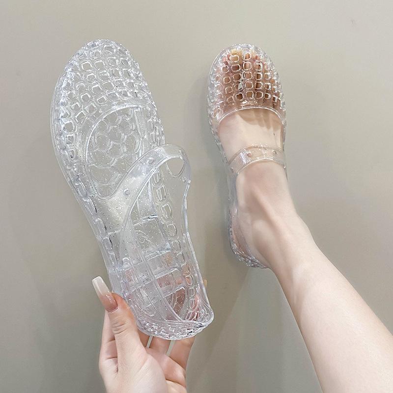 Women's Versatile Non-slip Wedge Heel Sandals: Closed-Toe, Breathable, Outdoor, Hollow-Out Design