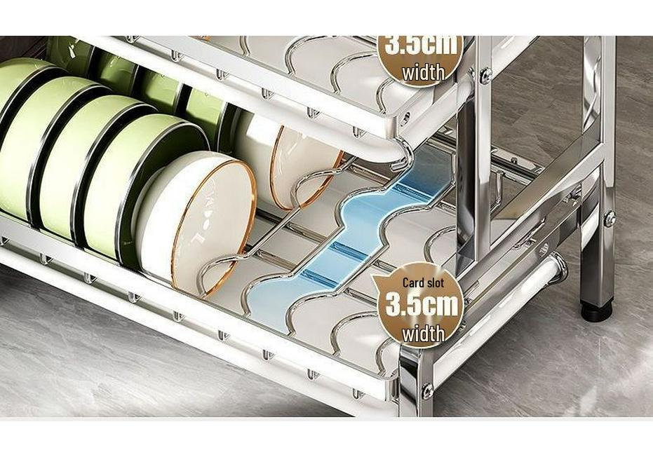 Stainless Steel Kitchen Dish Drying Rack with Bowl and Plate Storage