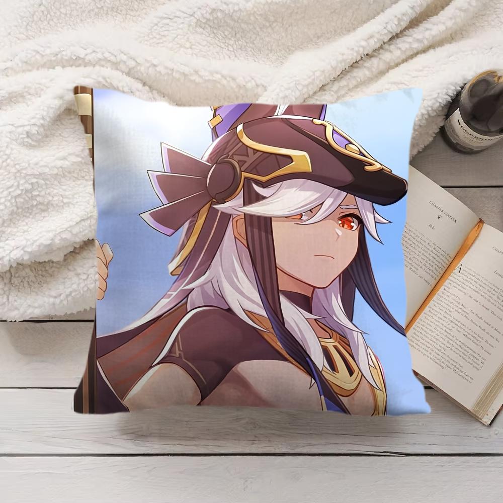 Cyno Genshin Impact Cute Cushion Cover Silky Short Plush Invisible Zipper Dustproof Sofa Pillow Case For Home Decor
