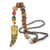 Ethnic Women Buddhist Jewelry Horn Nepal Wood Beads Pendant Necklace Long Necklace